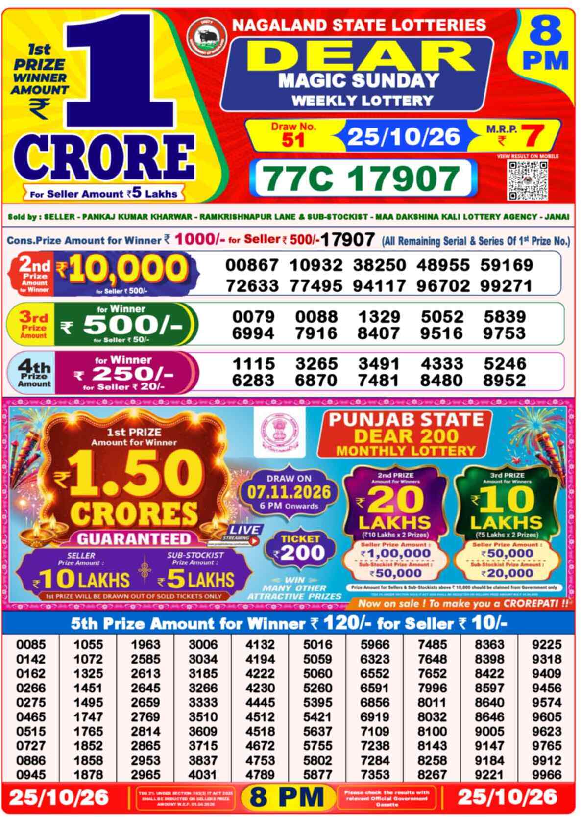 Nagaland State Lottery Result Today 8PM Live (26 October 2026) – Dear Lottery Sambad Official Winning Sheet - লটারি সংবাদ